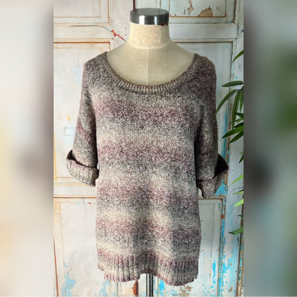 Maurices Multicolored Striped Short Sleeve Sweater
